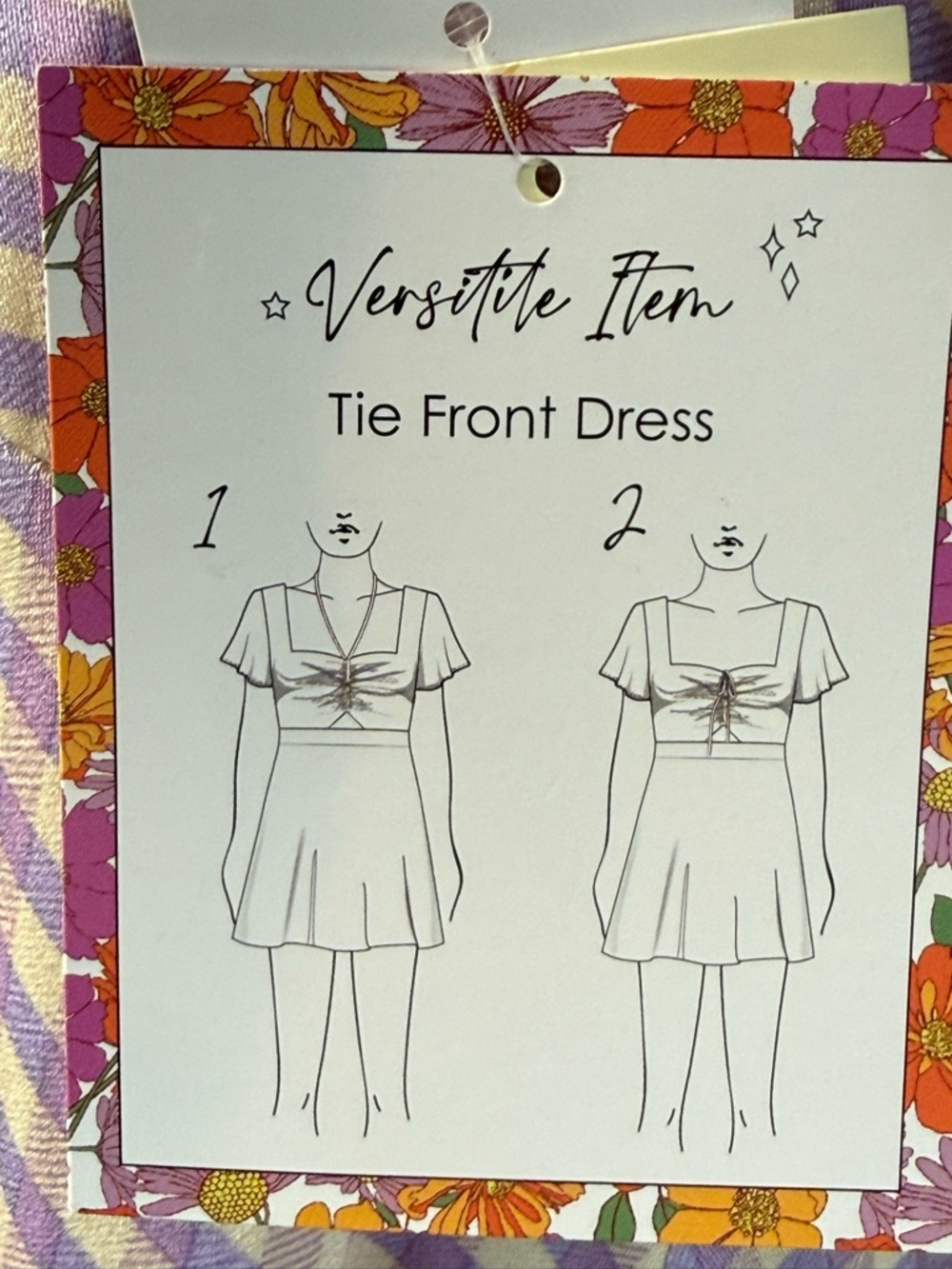 Lilac & White Gingham Tie-Front Dress - Picture 5 of 11